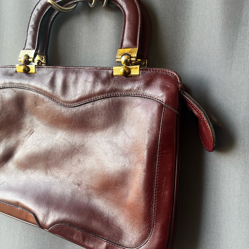 Vintage Etieene Aigner Oxblood Red Leather Handbag - Picture 6 of 11